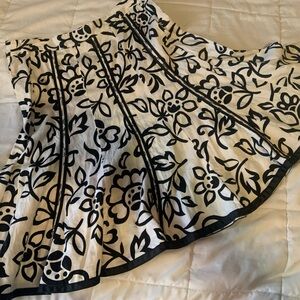 Black & White Floral A-Line Women's Skirt